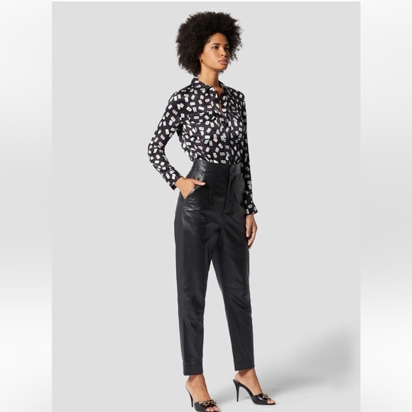 Equipment | Annelie Playing Cards Print Button Down Satin Top Playing Cards Silk - Picture 4 of 16